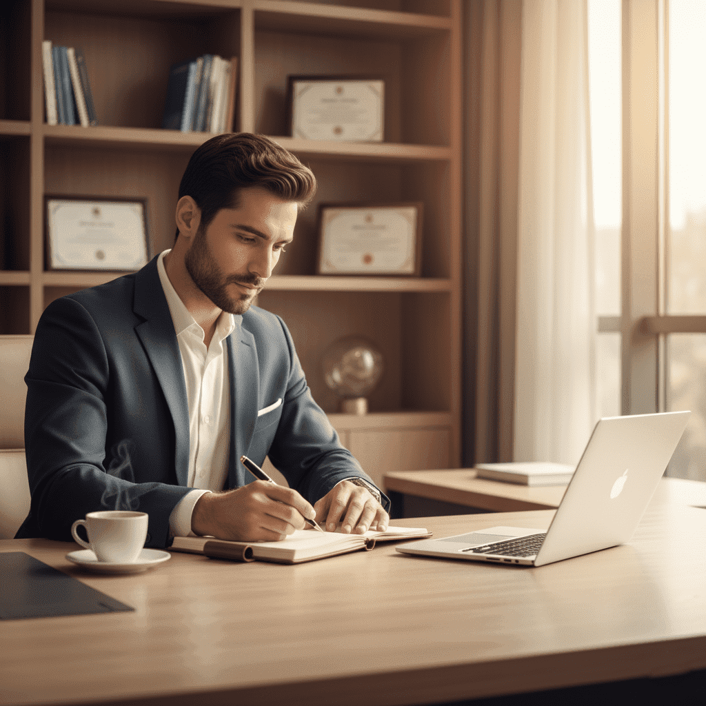  Gulf male student studying online for a professional master’s degree at Gate Academy. 